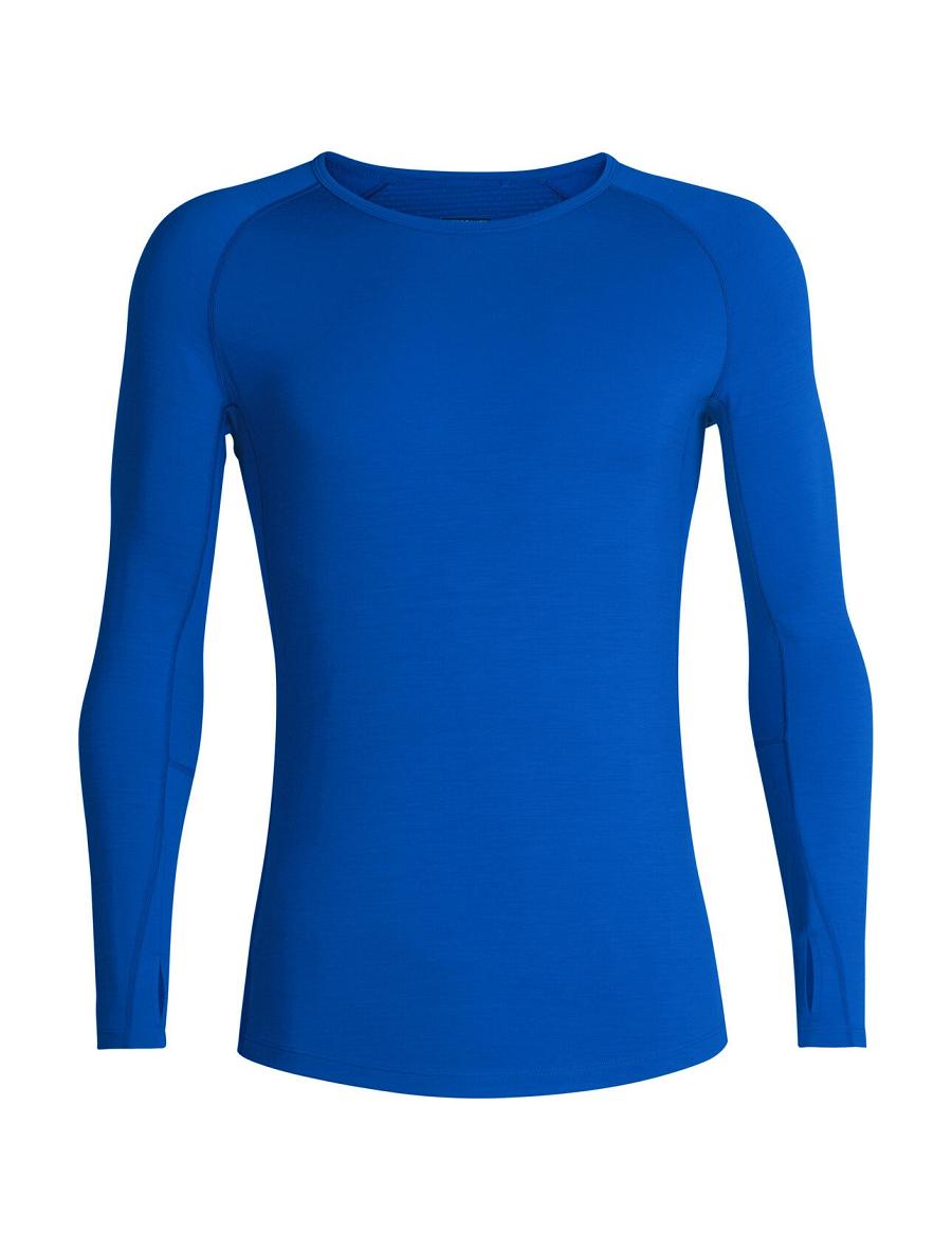 Icebreaker BodyfitZone™ Merino 200 Zone Long Sleeve Thermal Crewe Top Férfi Base Layers Kék | HU 1356SGLO